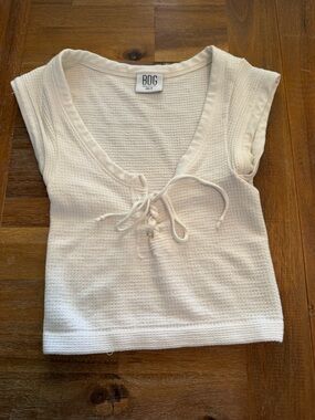 Urban Outfitters Cream Waffle Lace-Up Tank